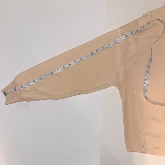J Crew University Terry Cropped Sweatshirt Long Sleeve Crewneck Cotton Peach L - Picture 7 of 11
